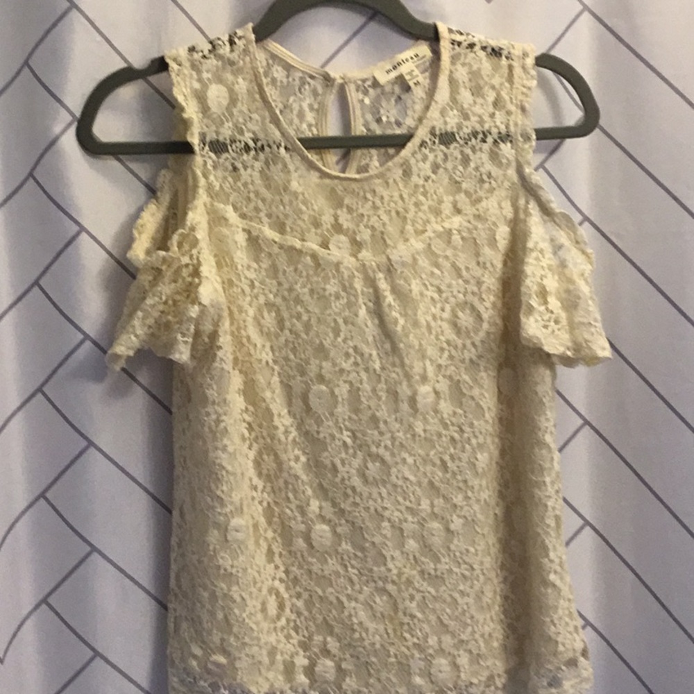 Lace cold shoulder top